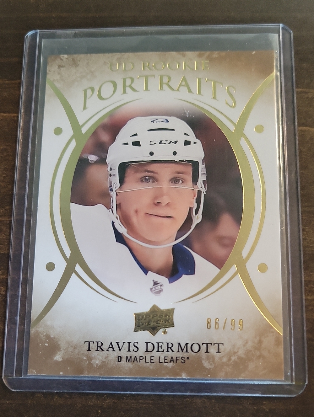 2018/19 Travis Dermott Gold Portraits Rookie Hockey Card